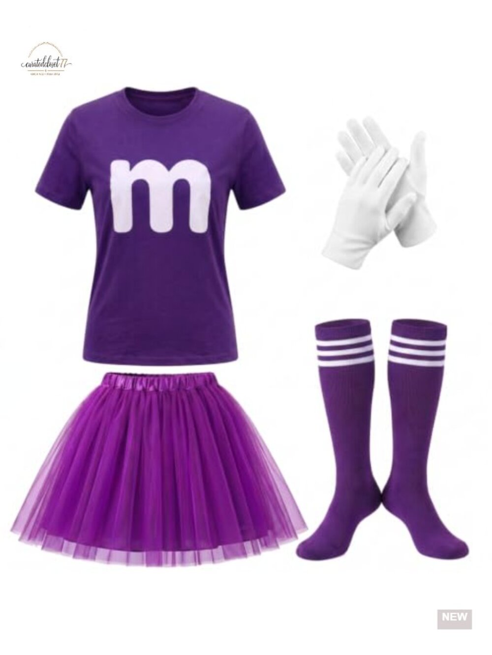Letter M Halloween Costume Set Women Tutu Skirt Socks Gloves Party Outfit